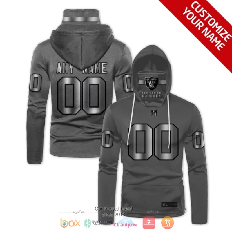NFL Las Vegas Raiders dark grey Personalized custom 3d hoodie mask 1 Personalized NFL Las Vegas Raiders dark grey custom 3d hoodie mask