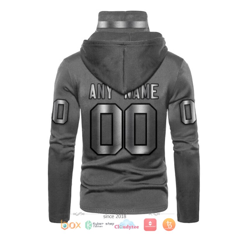 NFL Las Vegas Raiders dark grey Personalized custom 3d hoodie mask 3 Personalized NFL Las Vegas Raiders dark grey custom 3d hoodie mask 1 2