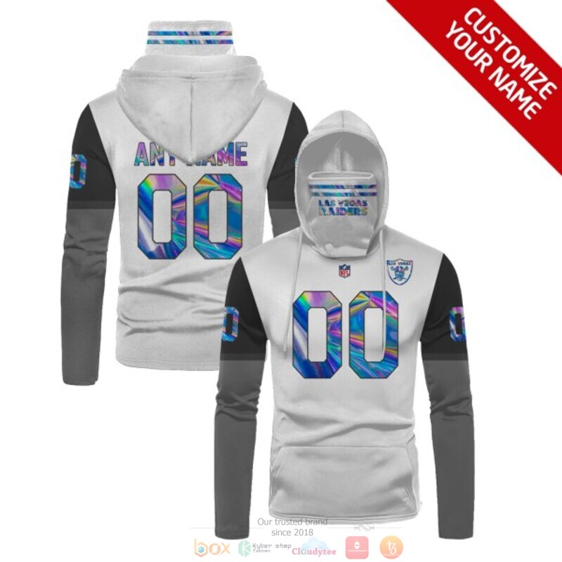 Personalized NFL Las Vegas Raiders white black custom 3d hoodie mask