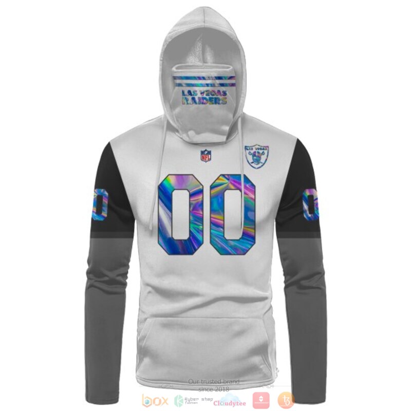 Personalized NFL Las Vegas Raiders white black custom 3d hoodie mask 1