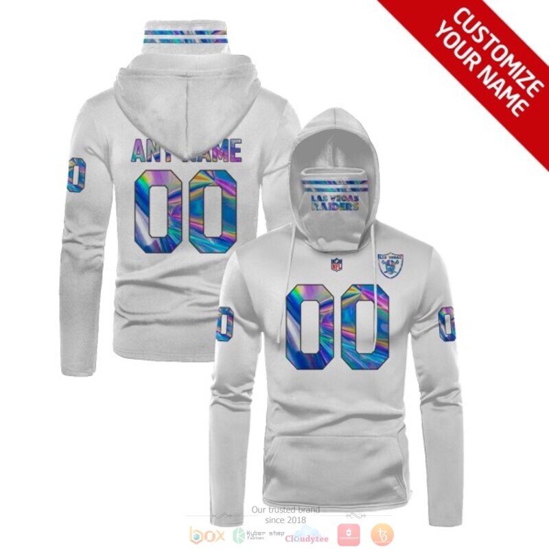 Personalized NFL Las Vegas Raiders white custom 3d hoodie mask