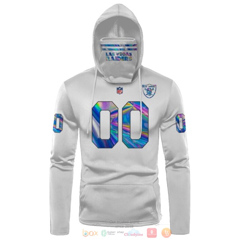 Personalized NFL Las Vegas Raiders white custom 3d hoodie mask 1