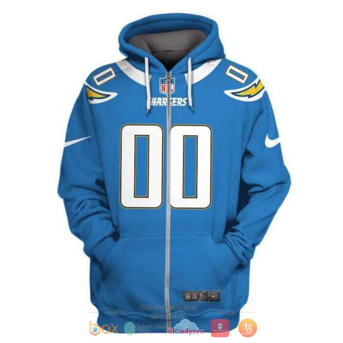 Personalized NFL Los Angeles Chargers Blue 3d shirt, hoodie 2 Personalized NFL Los Angeles Chargers Blue 3d shirt hoodie 1
