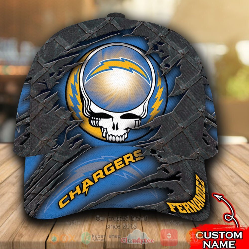 Personalized NFL Los Angeles Chargers Grateful Dead Skull Cap