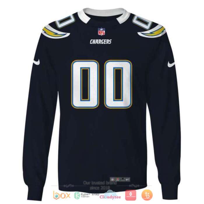 Personalized NFL Los Angeles Chargers Navy 3d shirt hoodie 1 2 3 4