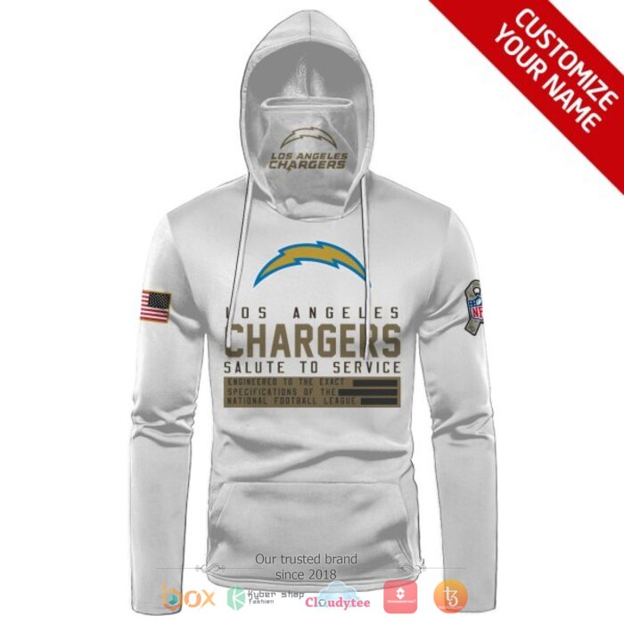 Personalized NFL Los Angeles Chargers White 3d hoodie mask 2 Personalized NFL Los Angeles Chargers White 3d hoodie mask 1