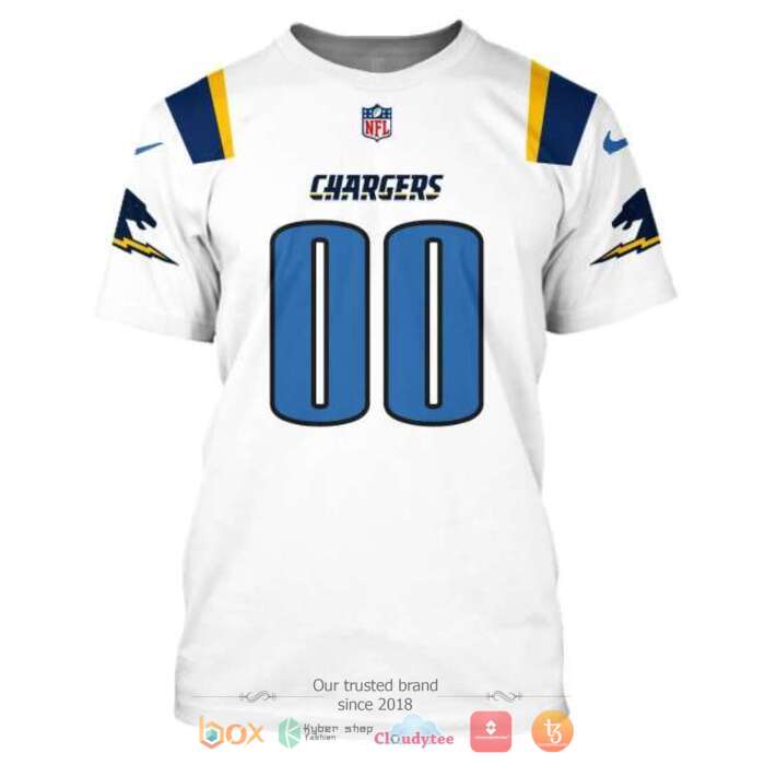Personalized NFL Los Angeles Chargers White 3d shirt, hoodie 7 Personalized NFL Los Angeles Chargers White 3d shirt hoodie 1 2 3 4 5 6