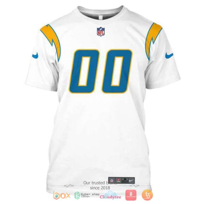Personalized NFL Los Angeles Chargers White Blue 3d shirt hoodie 1 2 3 4 5 6