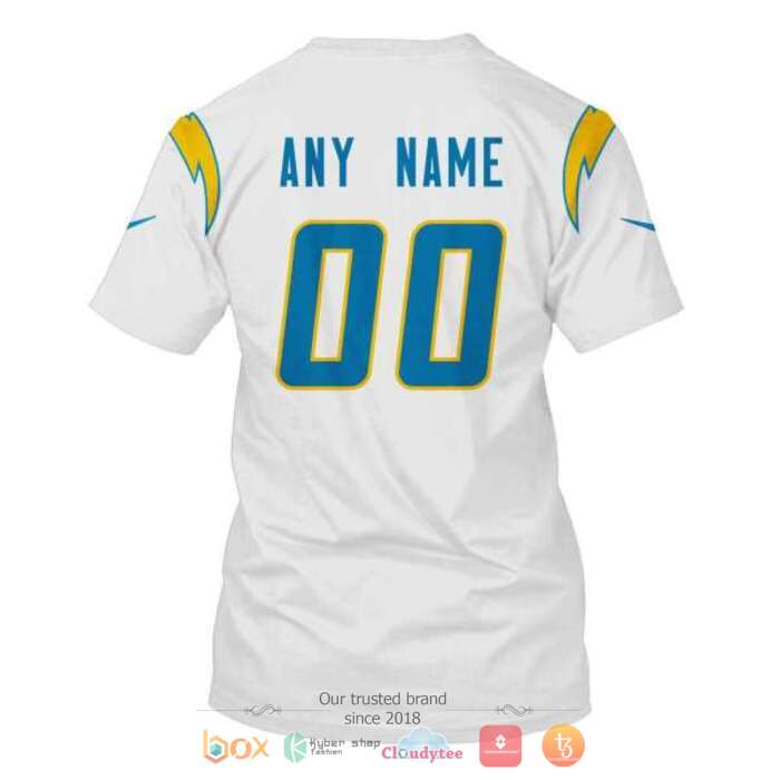 Personalized NFL Los Angeles Chargers White Blue 3d shirt hoodie 1 2 3 4 5 6 7