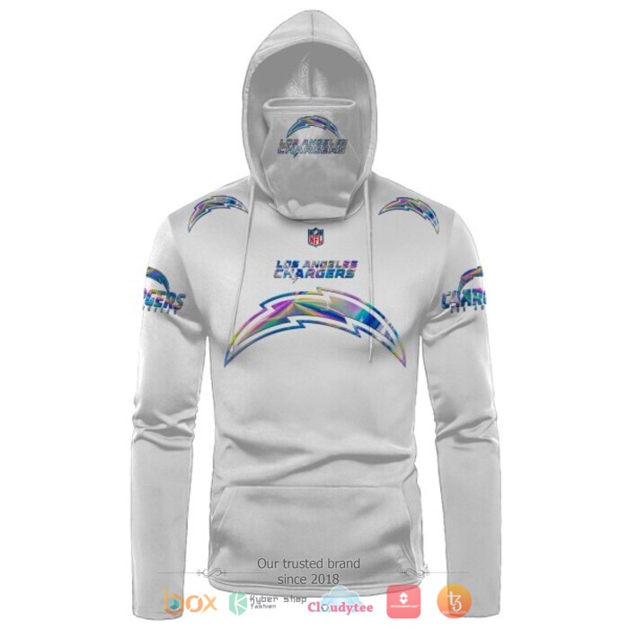 Personalized NFL Los Angeles Chargers White hologram color 3d hoodie mask 1