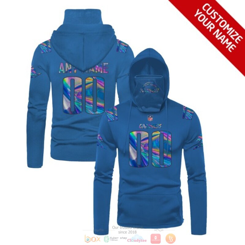 Personalized NFL Los Angeles Chargers blue hologram custom 3d hoodie mask