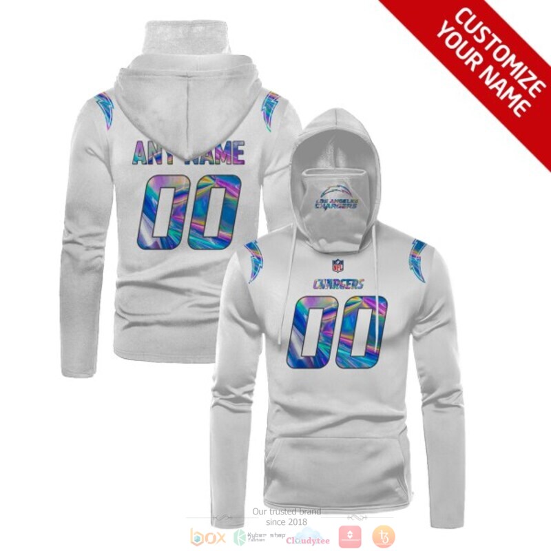 Personalized NFL Los Angeles Chargers white custom 3d hoodie mask