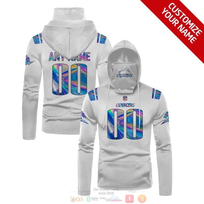 Personalized NFL Los Angeles Chargers white hologram custom 3d hoodie mask