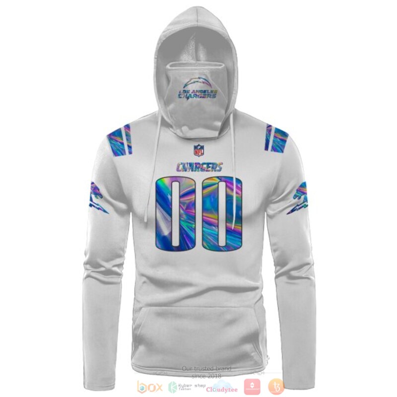 Personalized NFL Los Angeles Chargers white hologram custom 3d hoodie mask 1