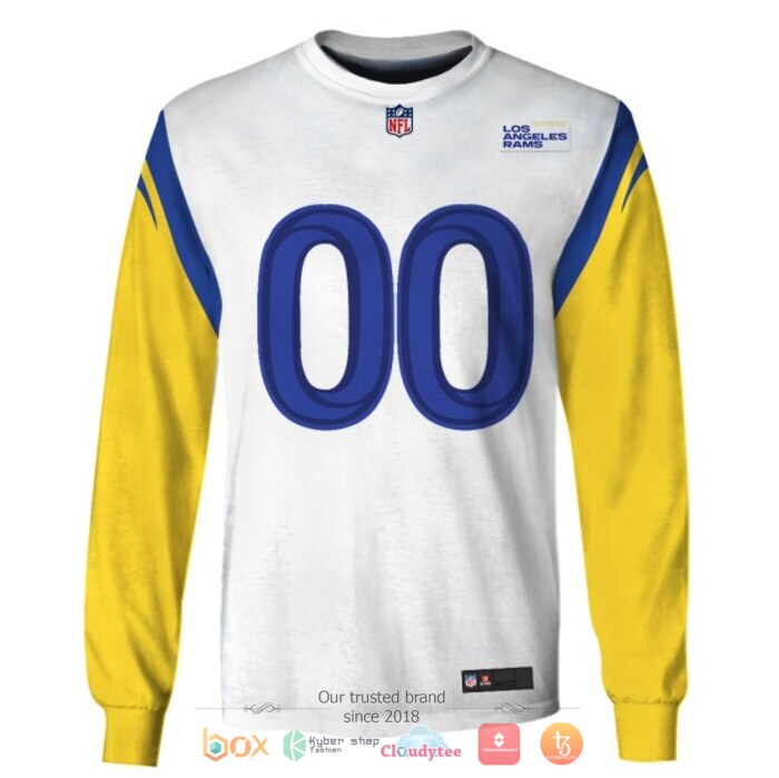 Personalized NFL Los Angeles Rams White Yellow 3d shirt hoodie 1 2 3 4