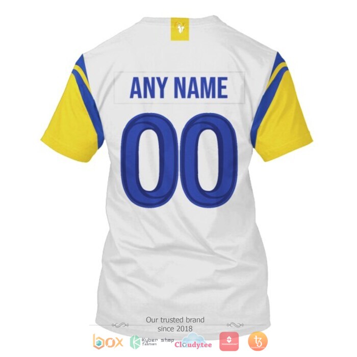 Personalized NFL Los Angeles Rams White Yellow 3d shirt hoodie 1 2 3 4 5 6 7