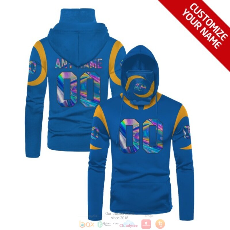 Personalized NFL Los Angeles Rams blue custom 3d hoodie mask