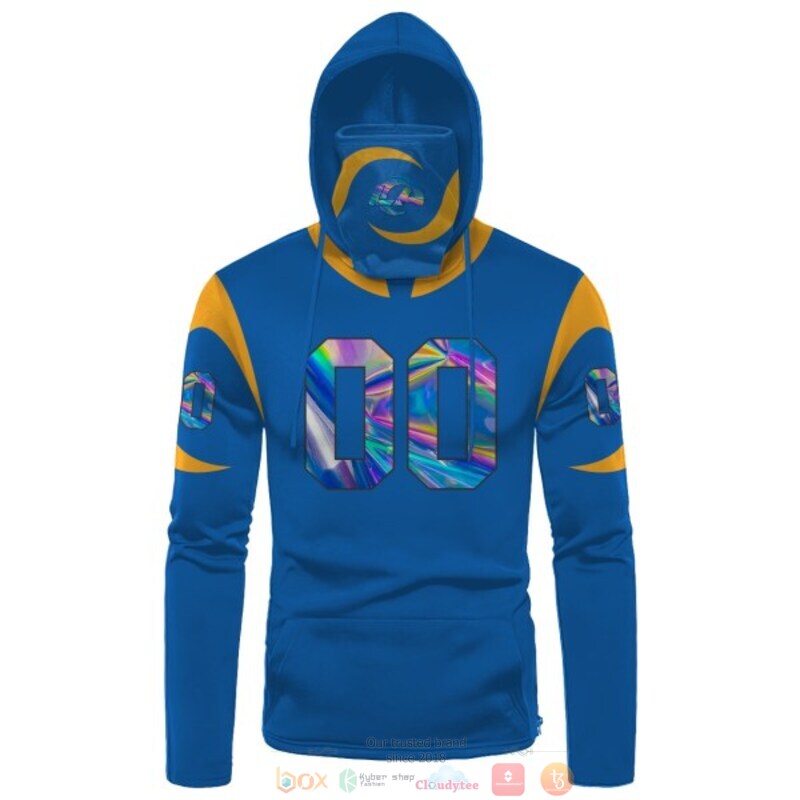 Personalized NFL Los Angeles Rams blue custom 3d hoodie mask 1