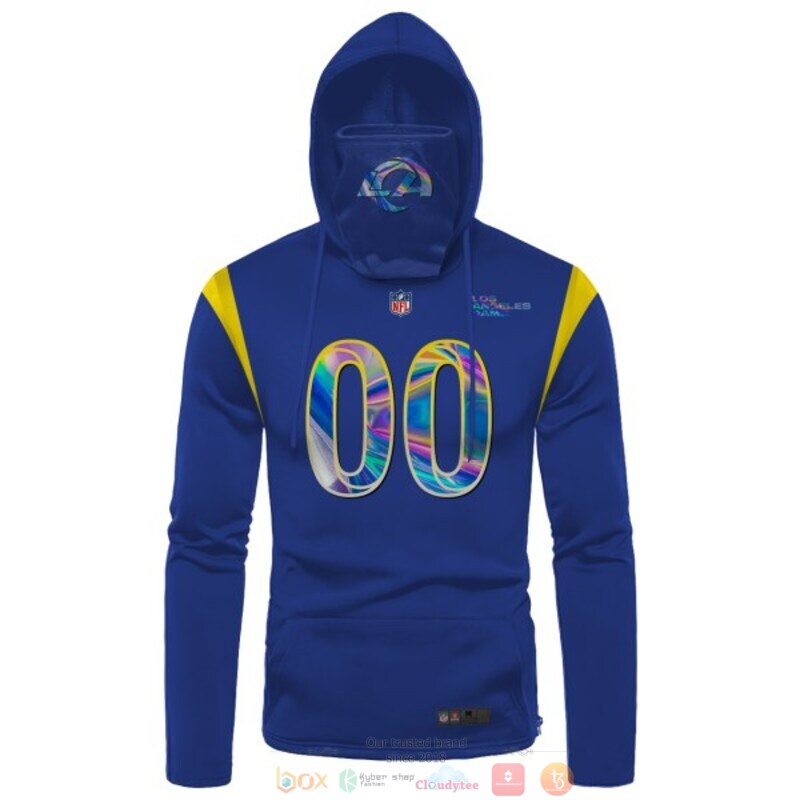 Personalized NFL Los Angeles Rams blue hologram custom 3d hoodie mask 1