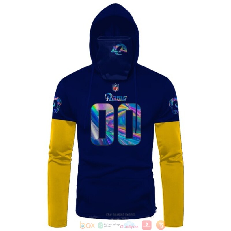 Personalized NFL Los Angeles Rams blue yellow custom 3d hoodie mask 1