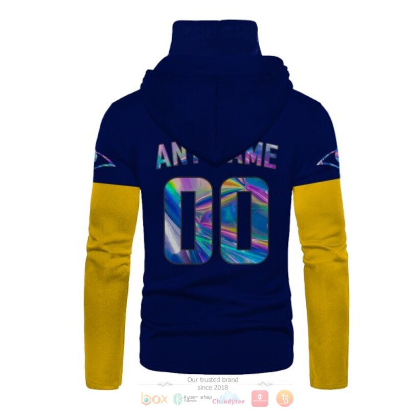 NFL Los Angeles Rams blue yellow Personalized custom 3d hoodie mask 3 Personalized NFL Los Angeles Rams blue yellow custom 3d hoodie mask 1 2
