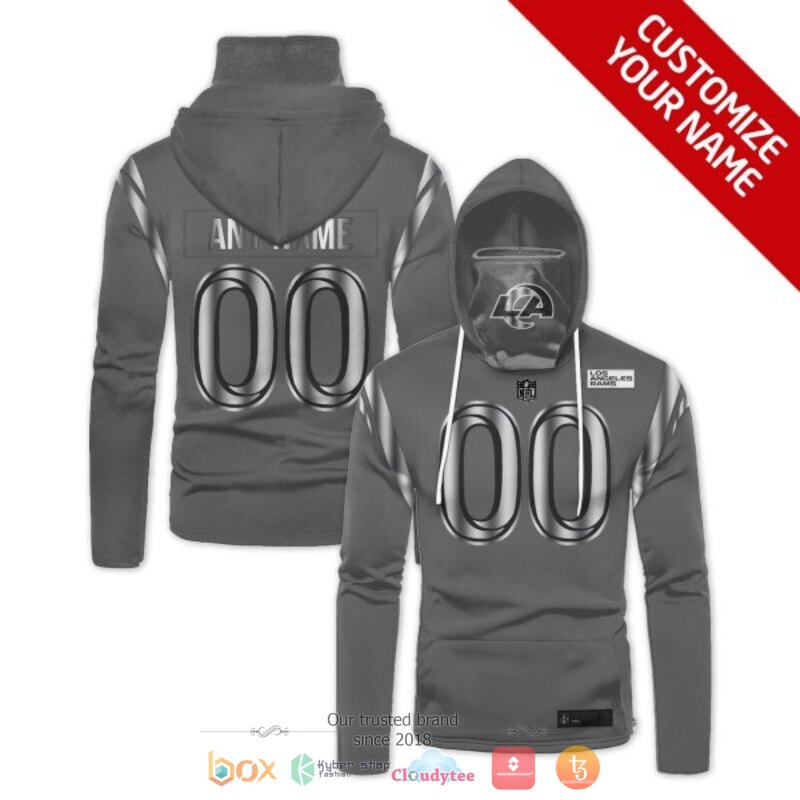Personalized NFL Los Angeles Rams dark grey custom 3d hoodie mask