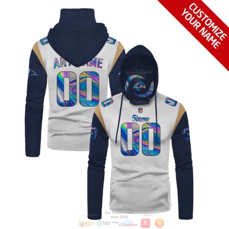 Personalized NFL Los Angeles Rams white blue custom 3d hoodie mask