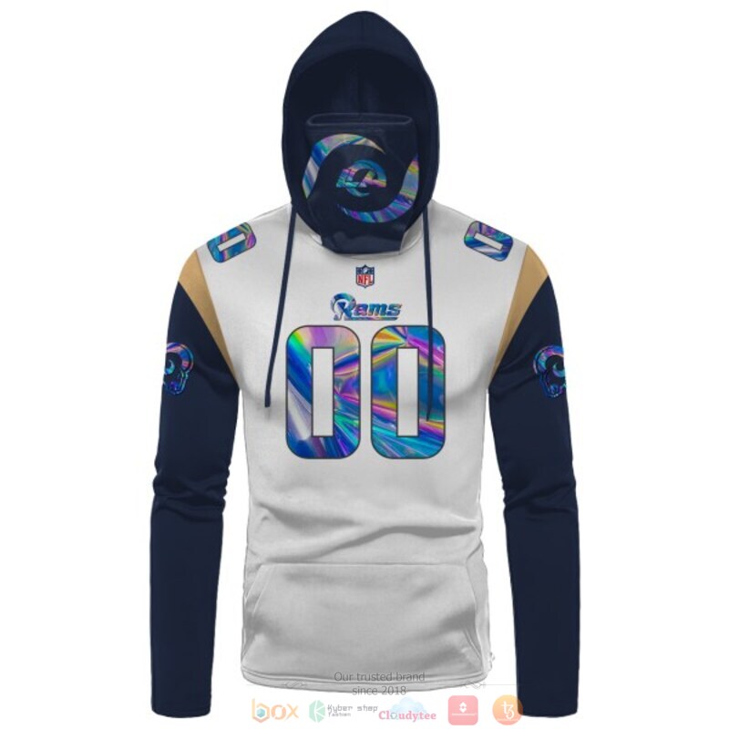 Personalized NFL Los Angeles Rams white blue custom 3d hoodie mask 1