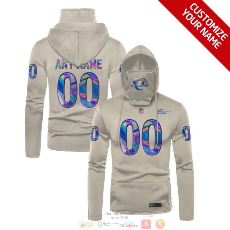 Personalized NFL Los Angeles Rams white hologram custom 3d hoodie mask