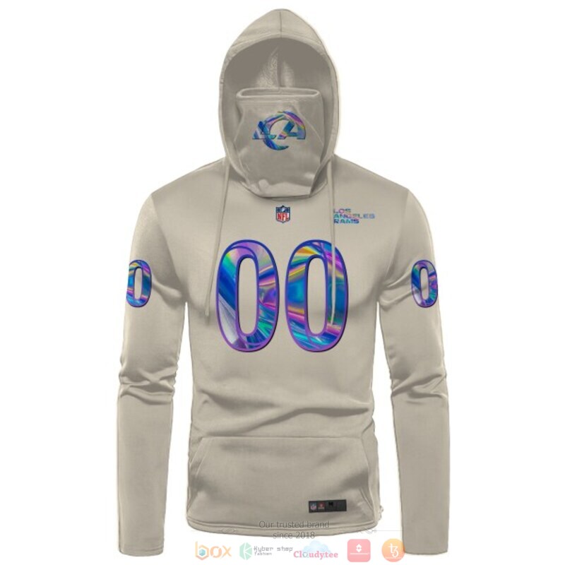 Personalized NFL Los Angeles Rams white hologram custom 3d hoodie mask 1