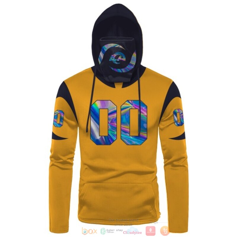 Personalized NFL Los Angeles Rams yellow custom 3d hoodie mask 1