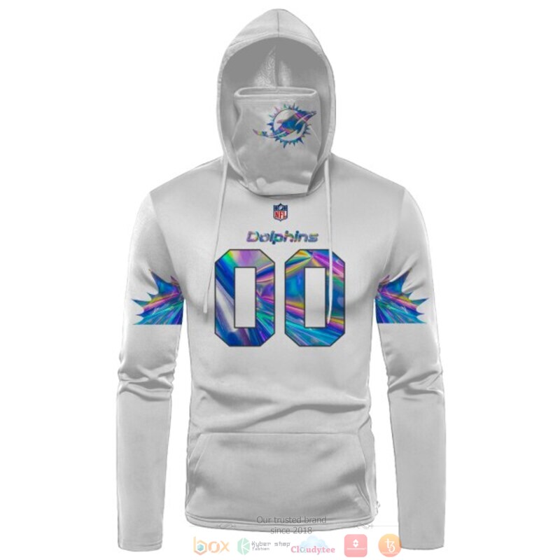 Personalized NFL Miami Dolphins white custom 3d hoodie mask 1