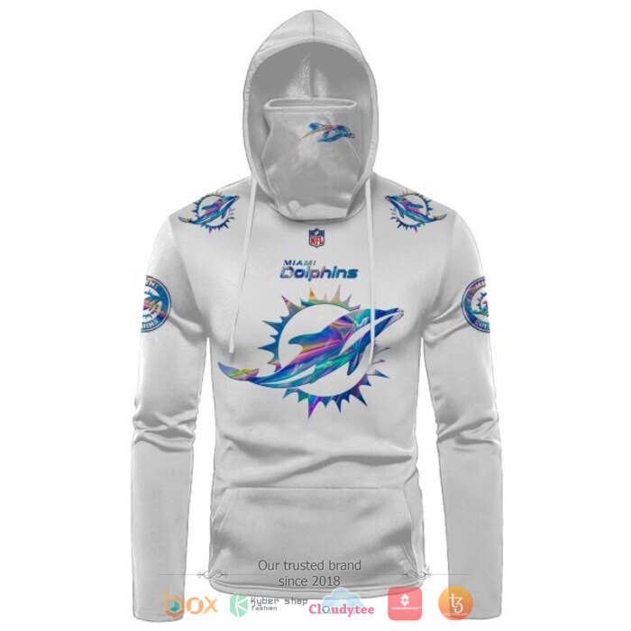 Personalized NFL Miami Dolphins white hologram color 3d hoodie mask 1