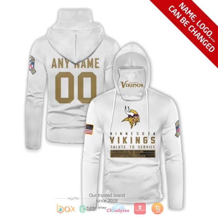 Personalized NFL Minnesota Vikings White 3d hoodie mask