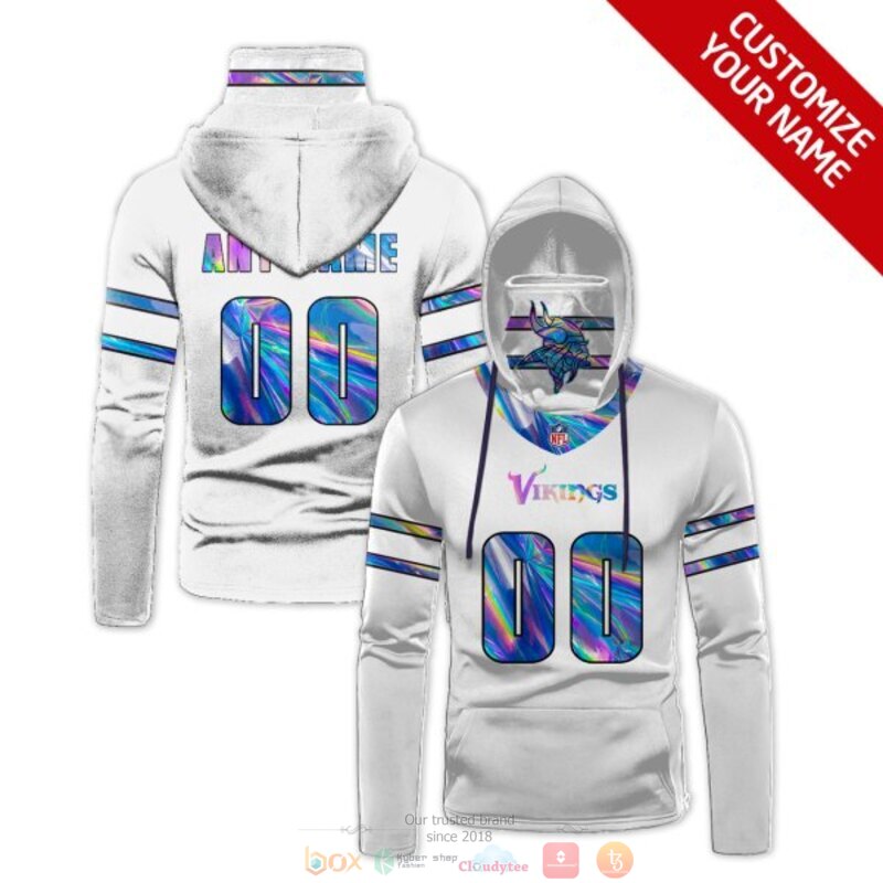 Personalized NFL Minnesota Vikings white custom 3d hoodie mask