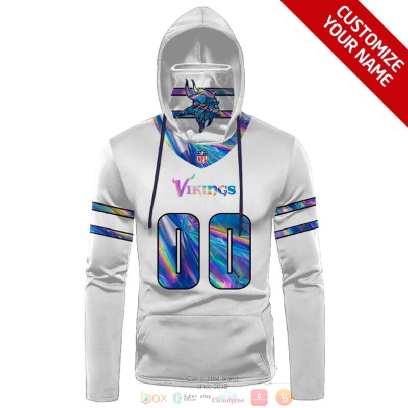Personalized NFL Minnesota Vikings white custom 3d hoodie mask 1