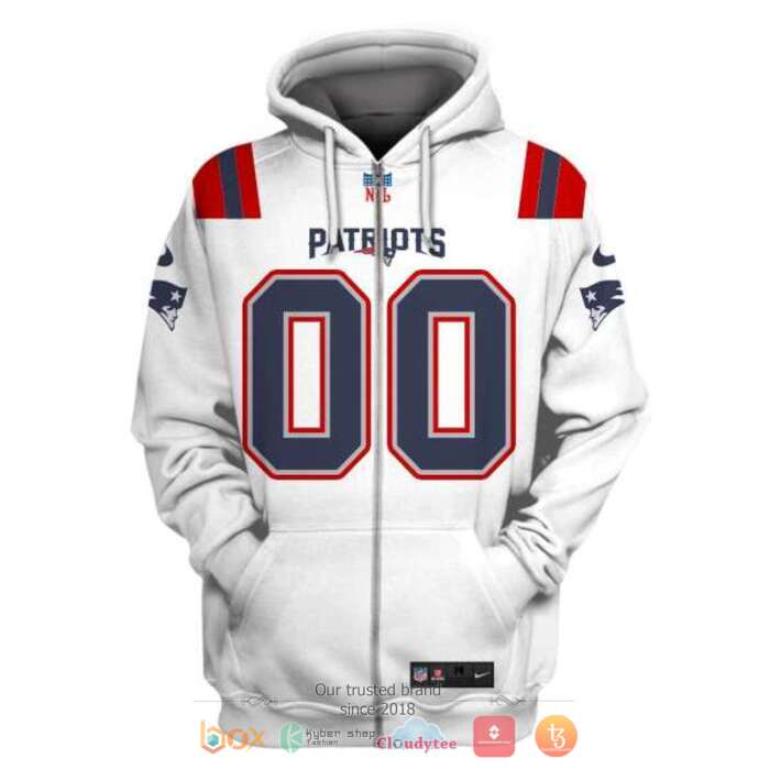 Personalized NFL New England Patriots White 3d shirt, hoodie 2 Personalized NFL New England Patriots White 3d shirt hoodie 1