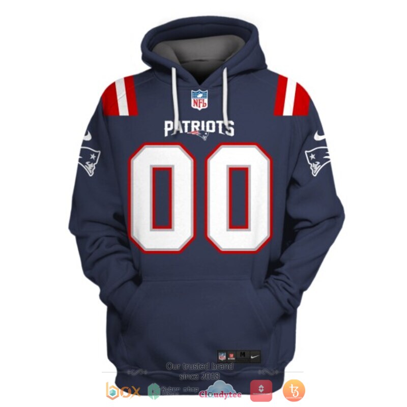 NFL New England Patriots blue Personalized custom jersey shirt, hoodie 3 Personalized NFL New England Patriots blue custom 3d shirt hoodie 1 2