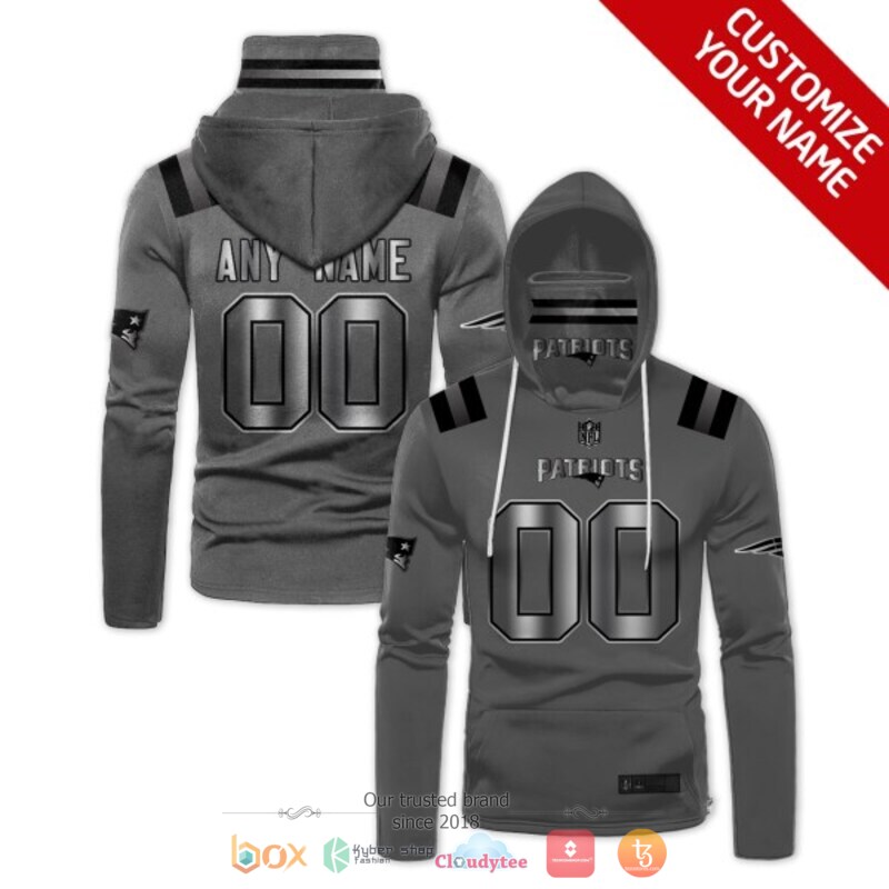 Personalized NFL New England Patriots dark grey custom 3d hoodie mask