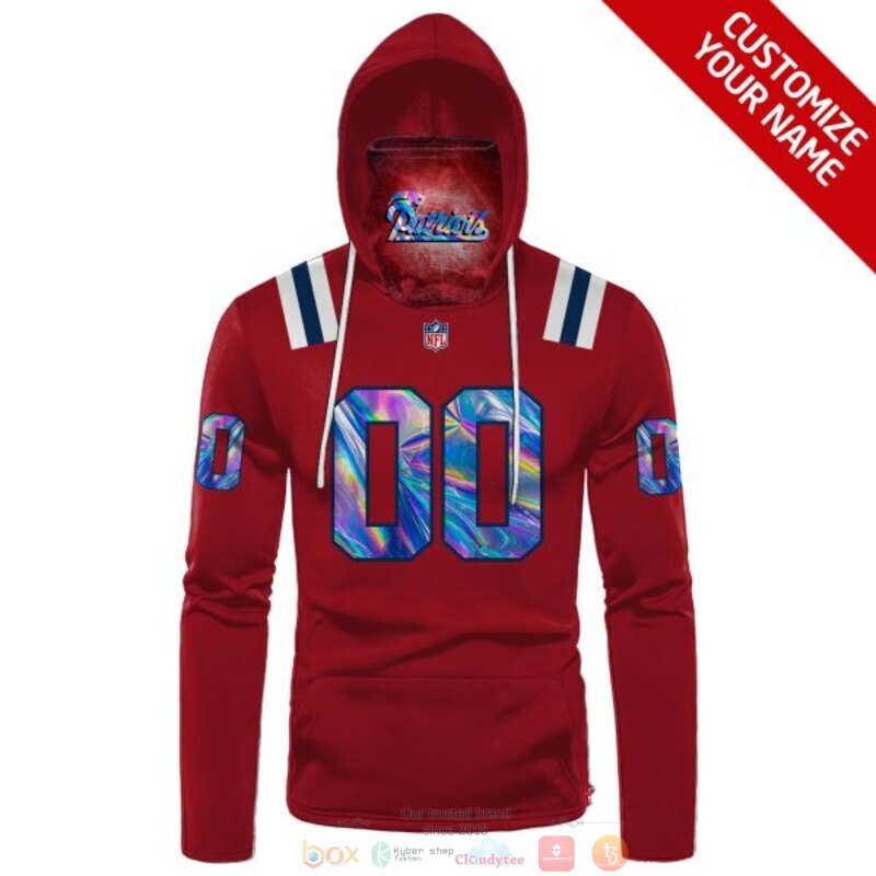 Personalized NFL New England Patriots red hologram custom 3d hoodie mask 1