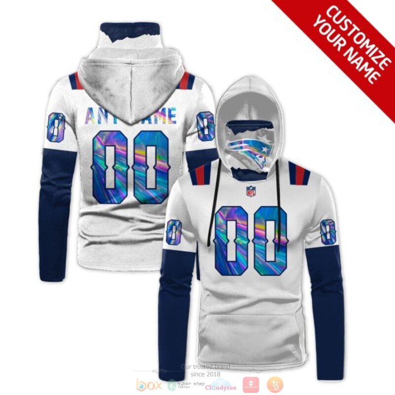 Personalized NFL New England Patriots white blue custom 3d hoodie mask