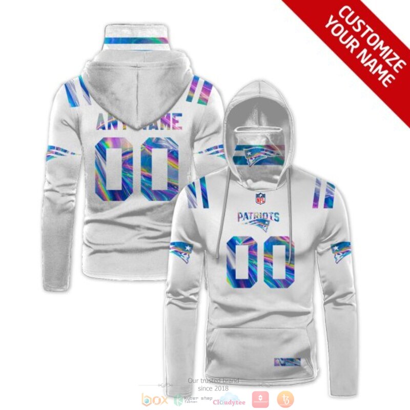 Personalized NFL New England Patriots white custom 3d hoodie mask