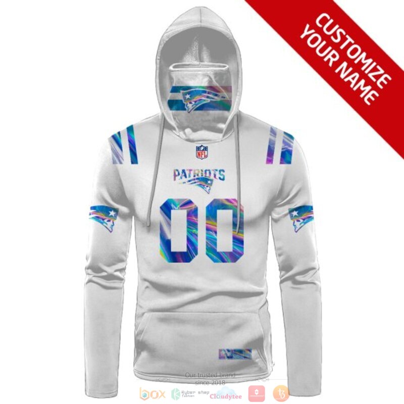 Personalized NFL New England Patriots white custom 3d hoodie mask 1