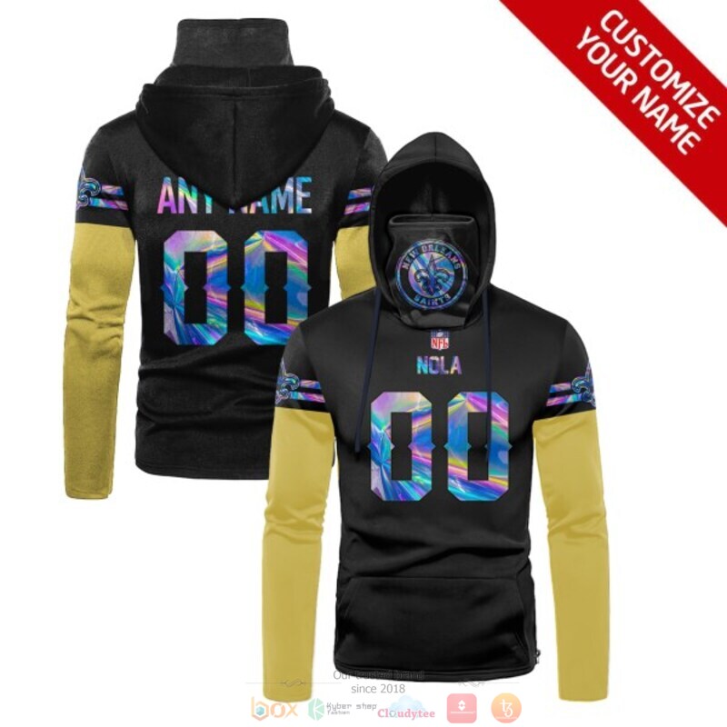 Personalized NFL New Orleans Saints NOLA black custom 3d hoodie mask