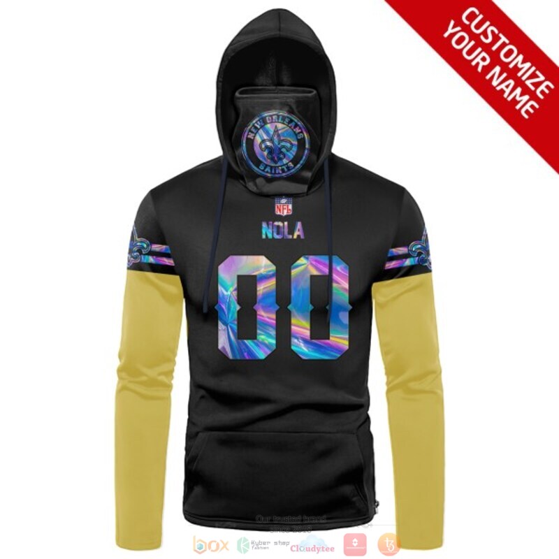 Personalized NFL New Orleans Saints NOLA black custom 3d hoodie mask 1