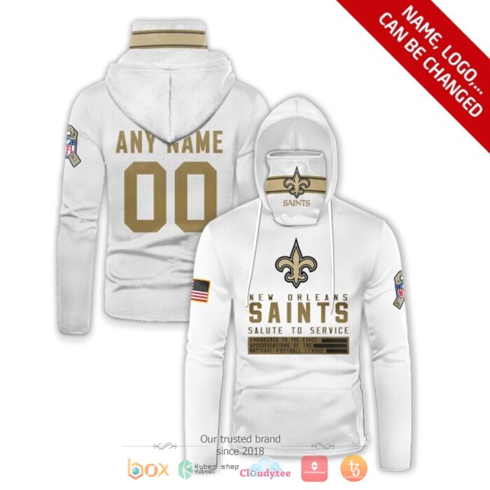 Personalized NFL New Orleans Saints White 3d hoodie mask