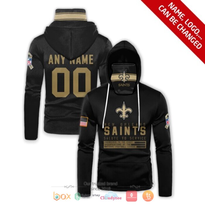 Personalized NFL New Orleans Saints black 3d hoodie mask