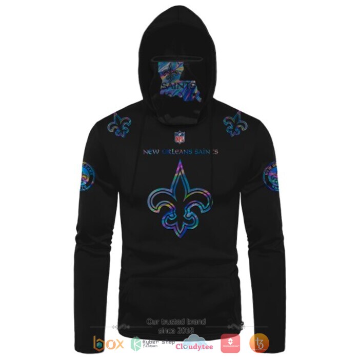 Personalized NFL New Orleans Saints black hologram color 3d hoodie mask 1