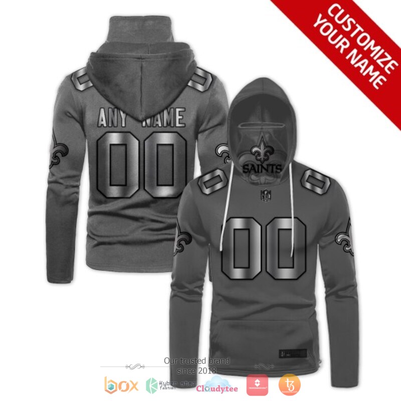 NFL New Orleans Saints dark grey Personalized custom 3d hoodie mask 6 Personalized NFL New Orleans Saints dark grey custom 3d hoodie mask
