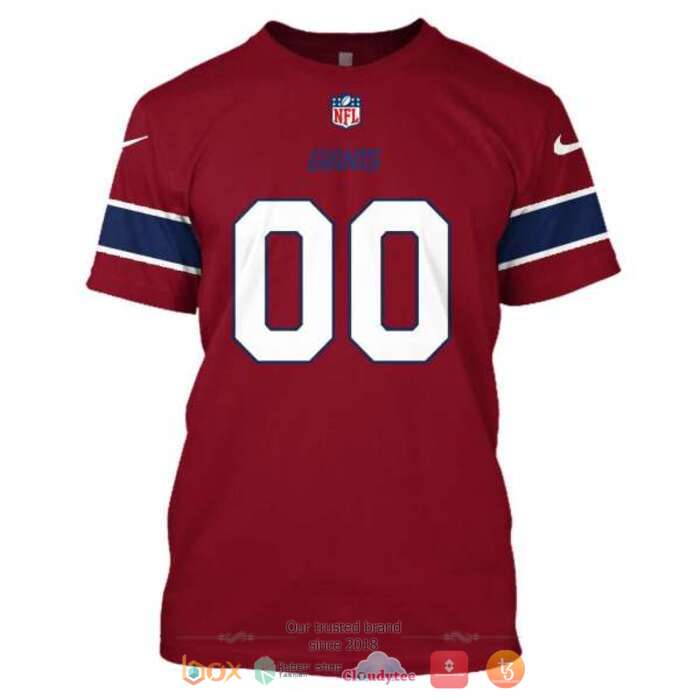 Personalized NFL New York Giants Red 3d shirt hoodie 1 2 3 4 5 6